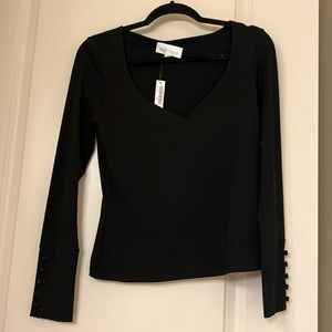 White House Black Market Black V-Neck 3/4 sleeve Brand NEW